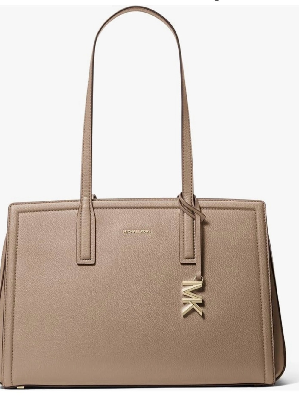 Michael Kors Birch Laila Leather Tote with Gold MK Pendant
